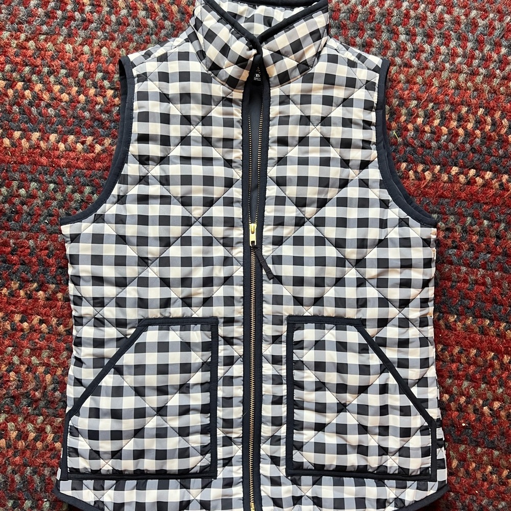 JCrew Mercantile Blue Check Quilted Vest Size XS